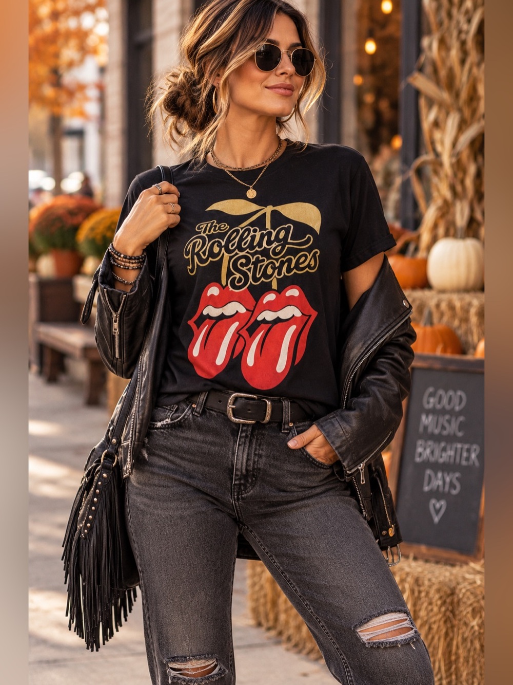 Rolling Stones Double Tongue Graphic Tee XL Black Rock Band Shirt NWT